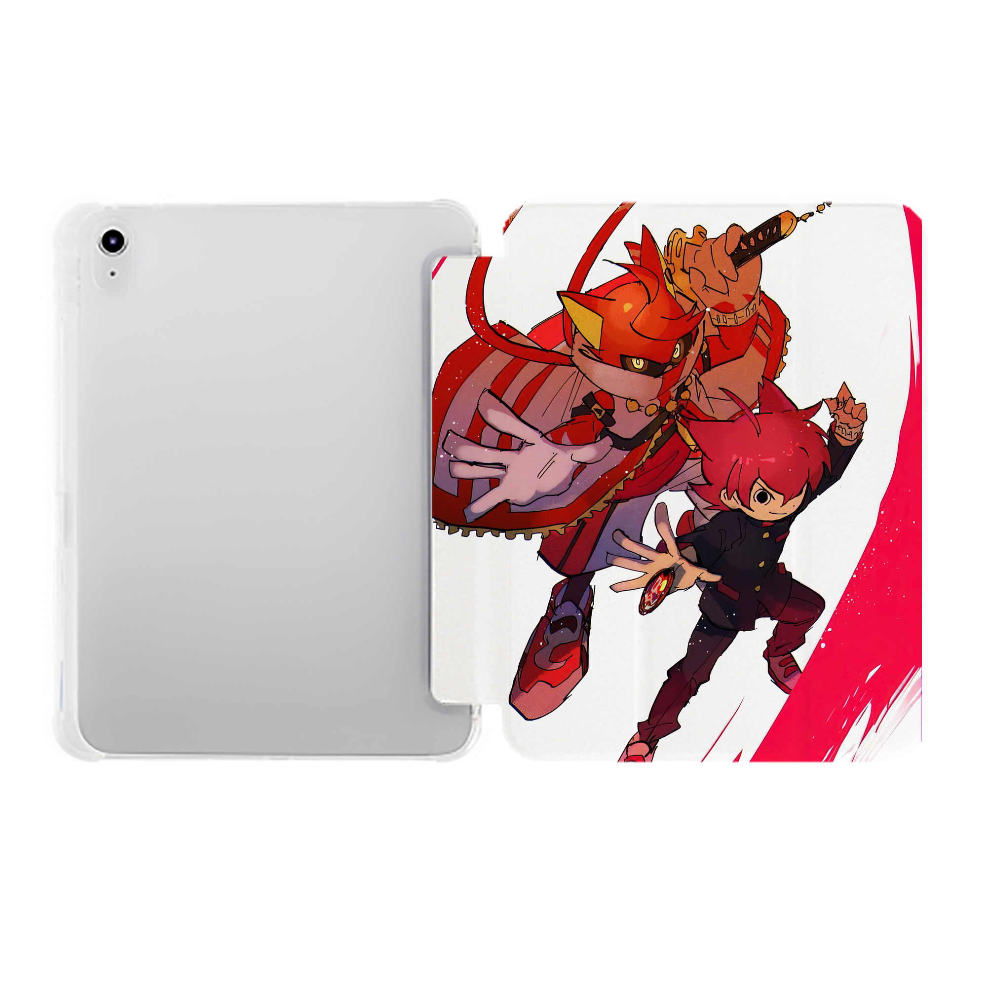 （画像用） 妖怪ウォッチ Yo-kai Watch IPad ケース ペン収納付き 三つ折りスタンド PUレザー×シリコン 対応機種9.5/10.5/10.9インチ